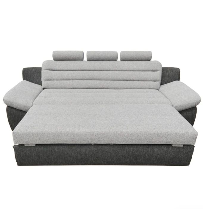 Canapea extensibilă 3 locuri Wog, gri+ negru, 260×100×105cm