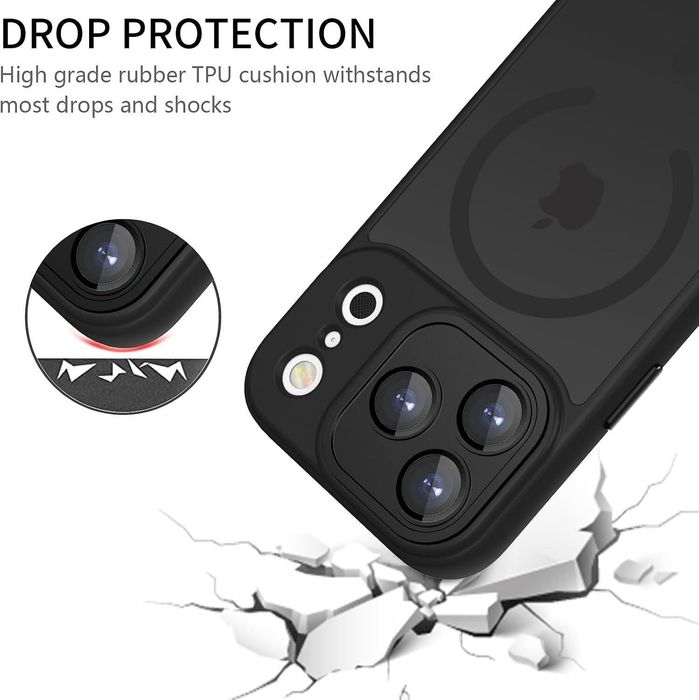 Матов magsafe кейс за apple iphone 17 pro със защита на камерите