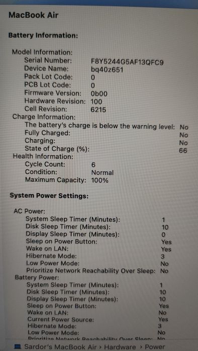 MacBook air M2 16/256 GB