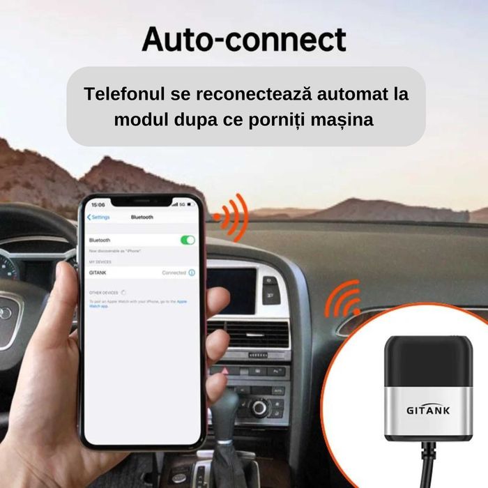 Adaptor Bluetooth GITANK 300 2G pentru Audi A4, A5, A6 A8, Q7 (2006–2009) cu interfață AMI, MMI 2G