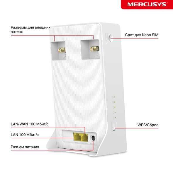 WI-FI роутер Mercusys MB130-4G
Двухдиапазонный роутер C1200  4G LTE