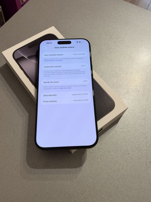 Magazin Vinde : Iphone 16 Pro Max 256gb 94% baterie