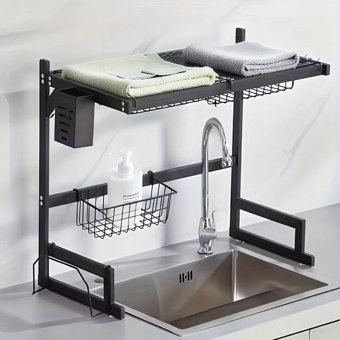 Двуетажен сушилник за съдове с поставка за дъска за рязане