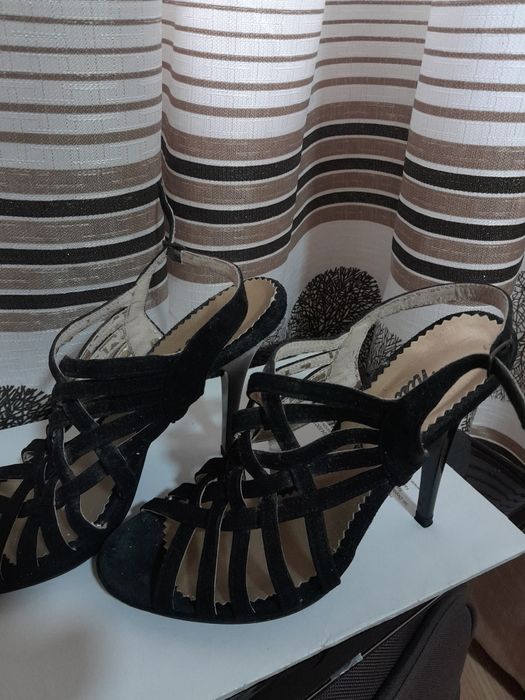 Sandale cu toc,de ocazie Nist stil,din piele.