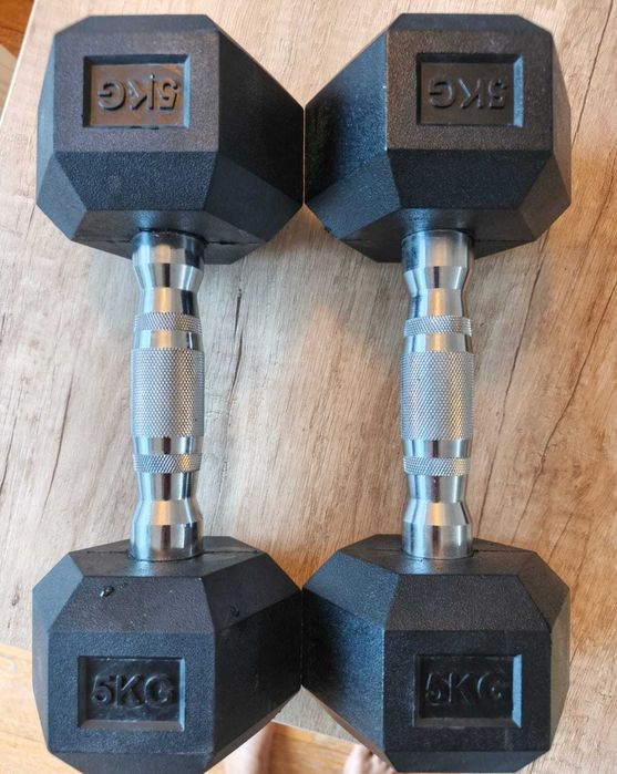 Gantere Hexagonale Profesionale din Cauciuc – 2 X 5 prete 110 RON
