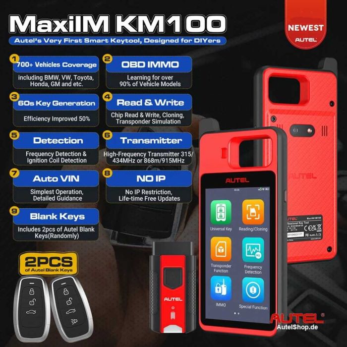 Програматор за ключове Autel MAXiIM KM100 с безплатни ъпдейти