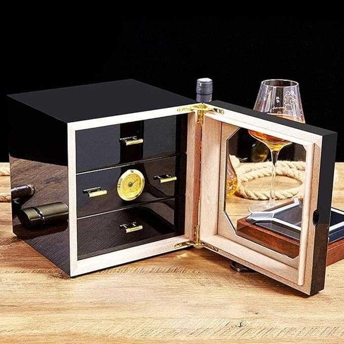 Малък кедров кабинет, За до 50-60 пури, Със хидрометър и овлажнител