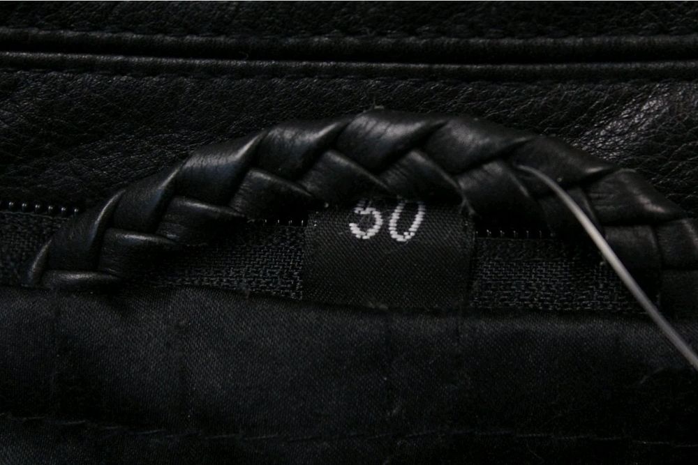 Haină de piele Saam neagră (fără glugă) mărimea 50/M, piele naturală,