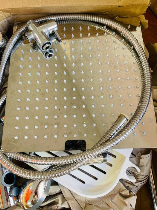 Set de duș Görbach Rain Shower System cu raft cromat, fără robinet duș