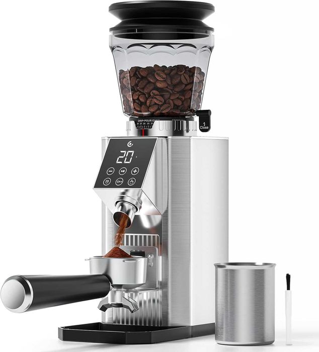 Râșniță electrică de cafea AMZCHEF, 45 de setări, oțel inoxidabil, memorie