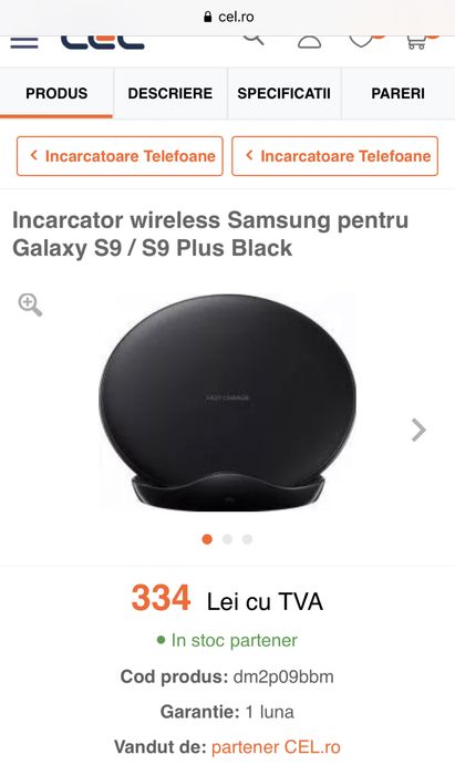 Incarcator Wireless Qi Fast Charge Standing Samsung/Preț bun!!h