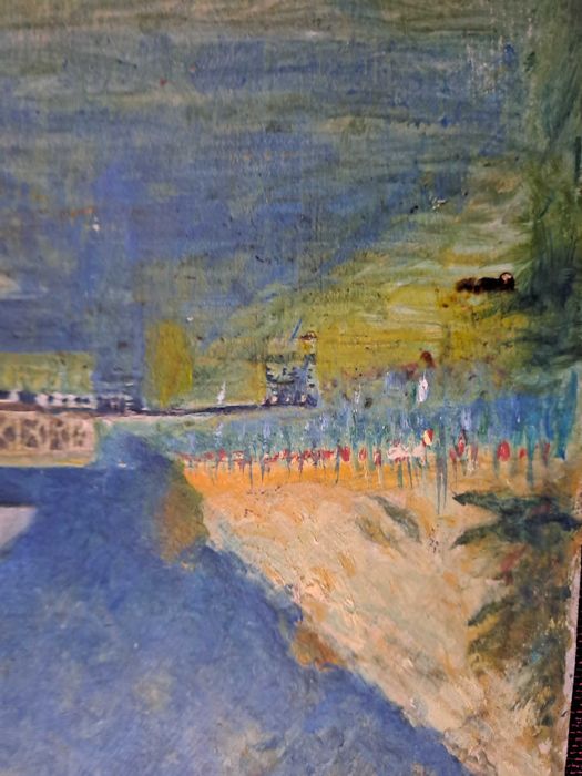 tablou pictura pe carton gros 35/40 cm semnat f hillebrand