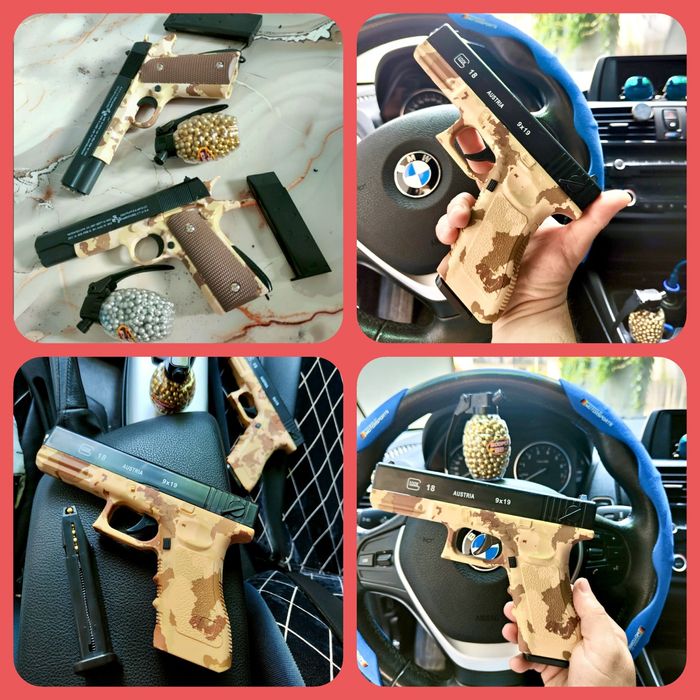 Pistol bile Glock 18 Austria sau Colt 1911 , bile incluse 500buc ( material plastic abs , ideal tras la tinta )