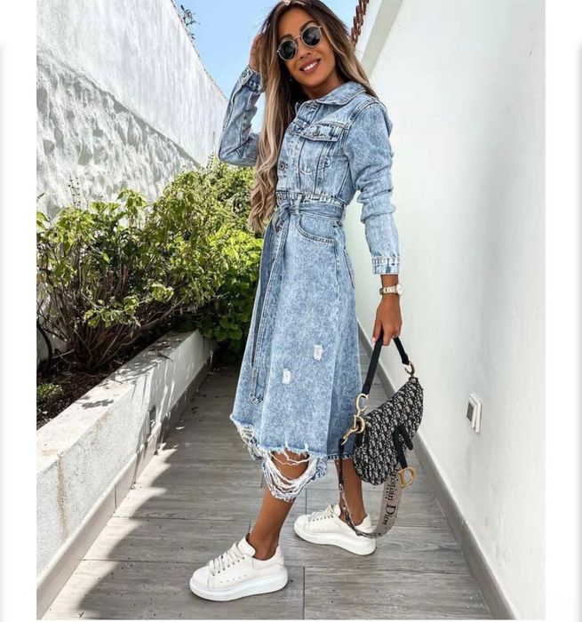 Дънкова рокля плътна