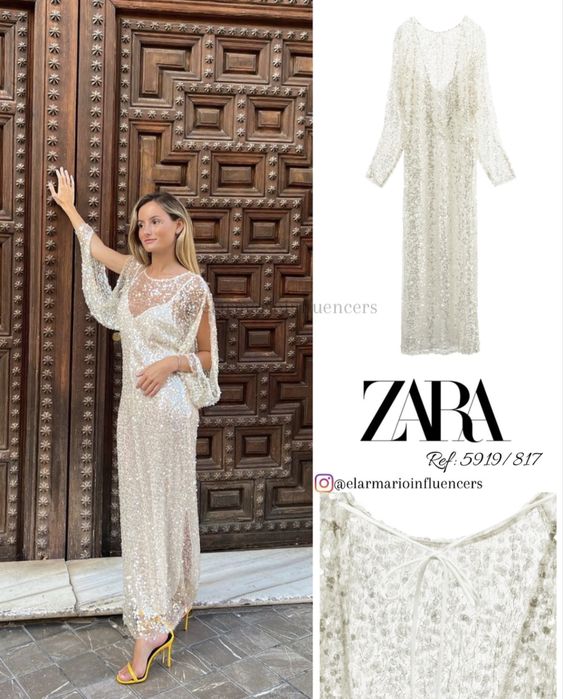 Rochie lungă sequined de gala cu paiete și fir metalic mărimea M Zara