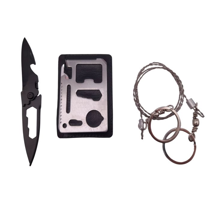 Kit supravietuire True Saviour, 13 elemente multifunctionale, negru