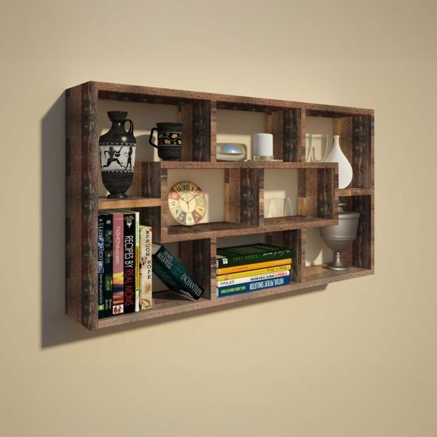 Стенна етажерка в цвят дъб винтидж