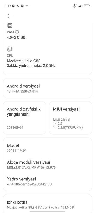 Redmi 10 2022
Xolati yangi usto koʻrmagan
Zavotiskoy steklosi ham olin