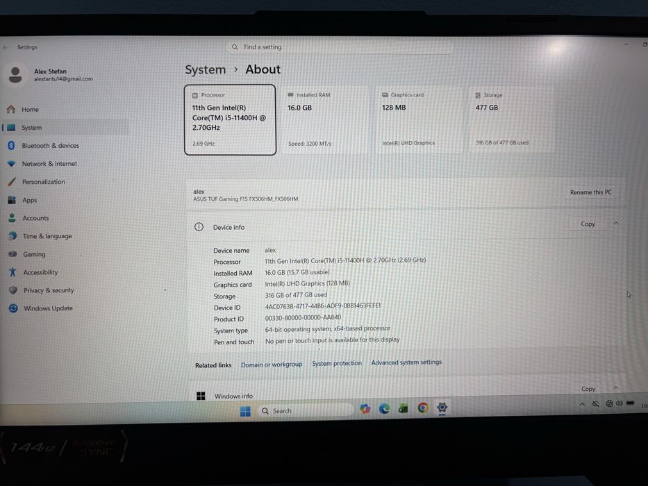 Laptop gaming Asus f15