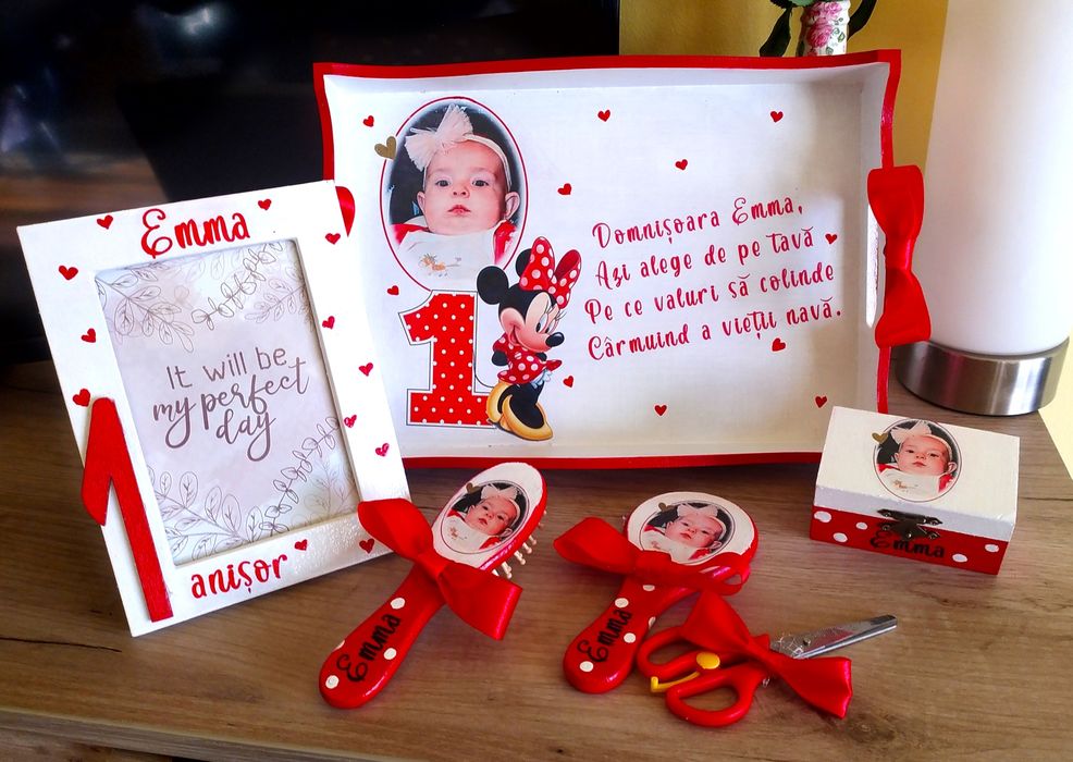 Taviță Moț set 1 an prima aniversare deco Personalizat Cadou amintire
