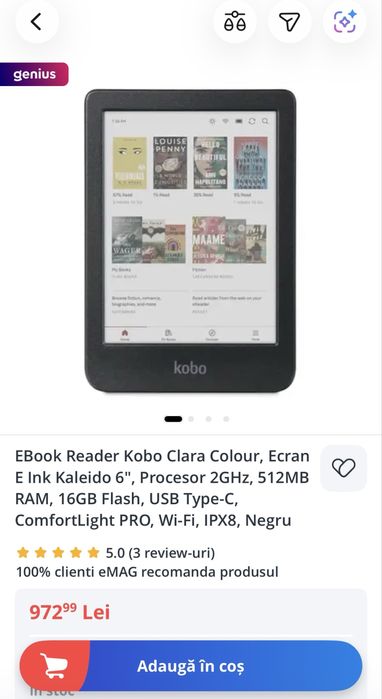 Carte digitala/eBook Reader  Rakuten Kobo Clara Colour noua