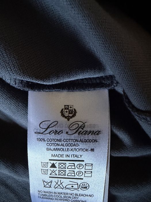 Tricou bleumarin Loro Piana, cu eticheta, masura M, bumbac 100%, logo scris brodat