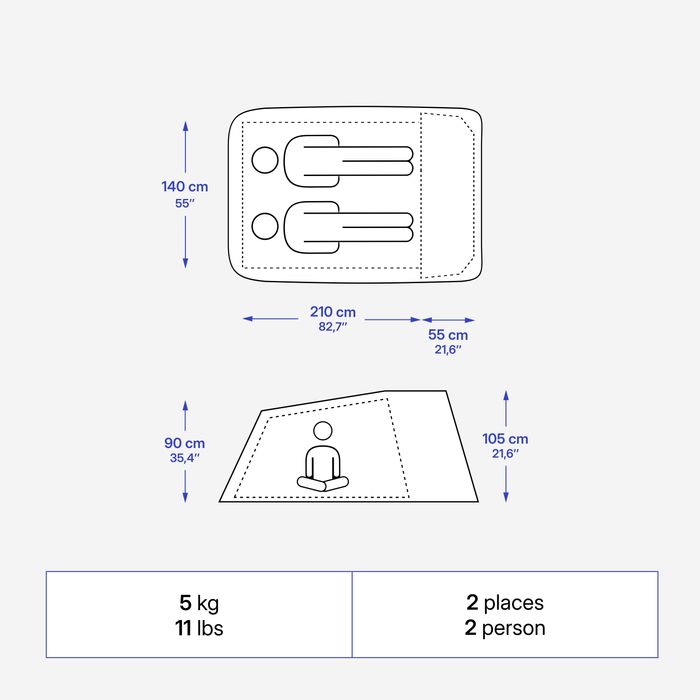 Cort de camping instantaneu, 2 persoane, - produs resigilat Decathlon