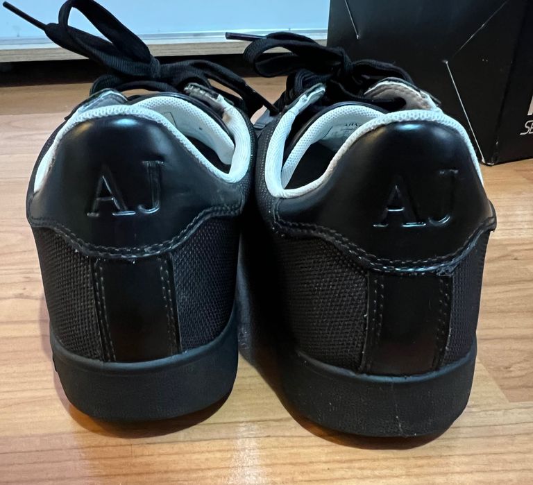 Оригинални кожени мъжки обувки Armani Jeans, черни, номер 42