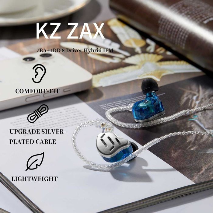Геймърски In-Ear Монитори KZ ZAX - 16 Драйвера (Hi-Fi / Gaming)