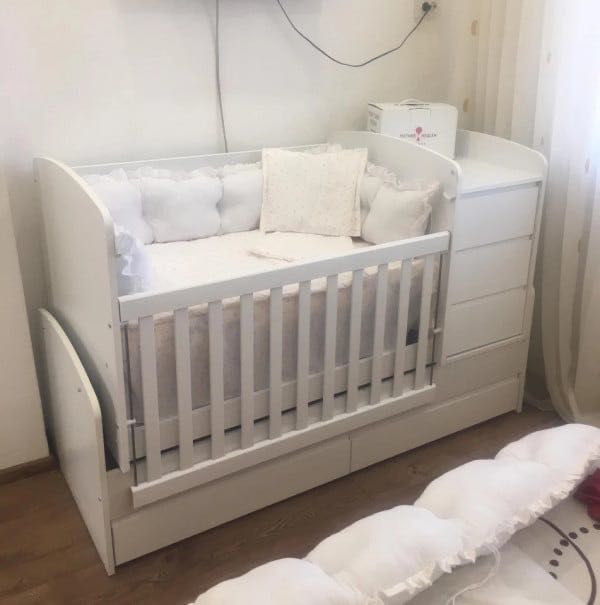 Бебешка кошара Луна бяла 3 в 1