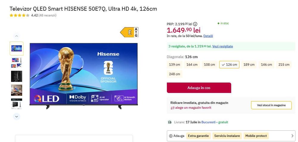 tv QLed Hisense UltraHD 4K
