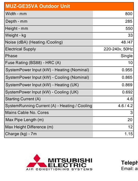 Климатик MITSUBISHI Electric MSZ-GE35VA инвертор