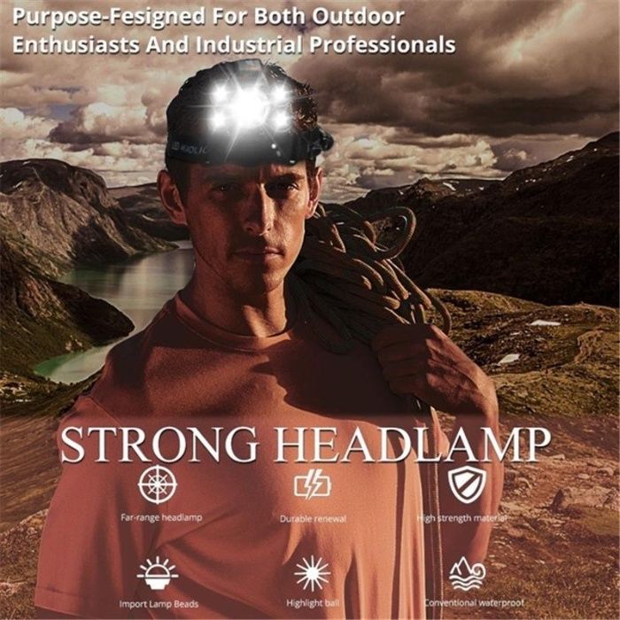 Супер мощен акумулаторен 5LED челник / фенер Лампа две зарядни