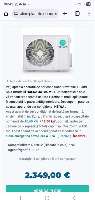 Mitsubishi / Daikin HEIWA HXES2-4X105-V1  -Pompă Aer condiționat R32