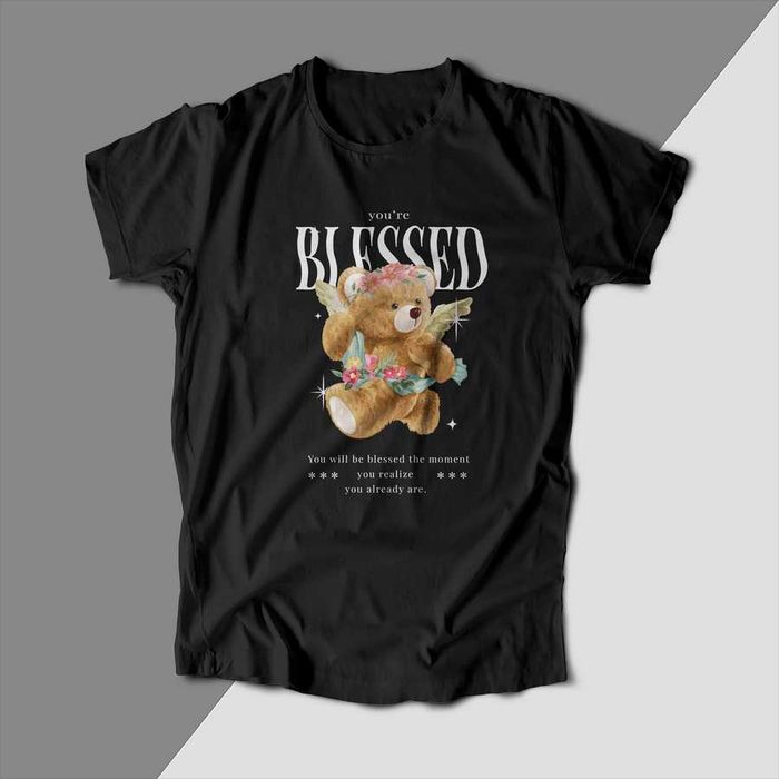 Черни тениски с Teddy Bear, Различни мечета, Тениска с щампа