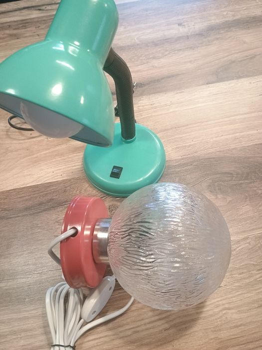 Lampa vintage sticla și metal ,lampa lucru birou