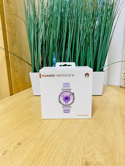 НОВ !!! Huawei Watch GT 6, 41MM, Steel Stainless Steel Case, Purple Fluoroelastomer Strap