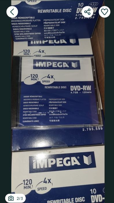 Discuri DVD-RW Impega (10 buc/cutie) ReWritable,4.7 GB 120 min