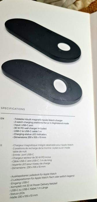 Безжично зарядно за телефон часовник и слушалки