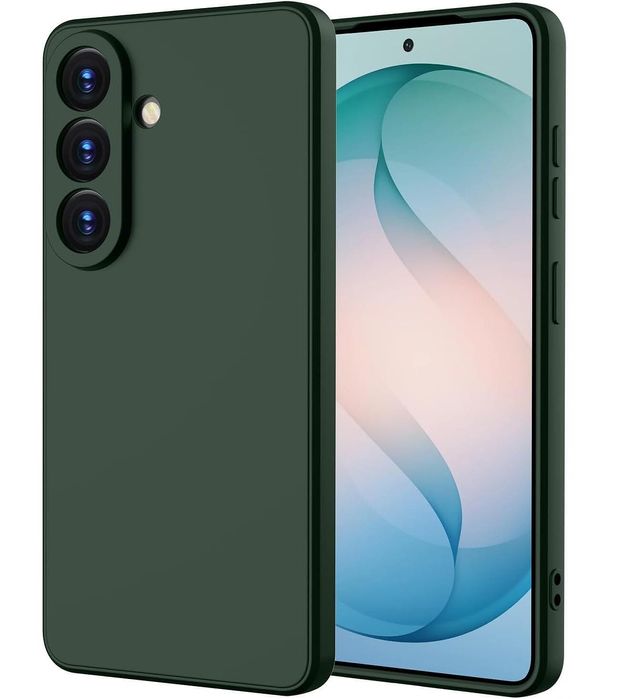 Матов силиконов кейс за samsung galaxy s26 - тъмно зелен - със защита