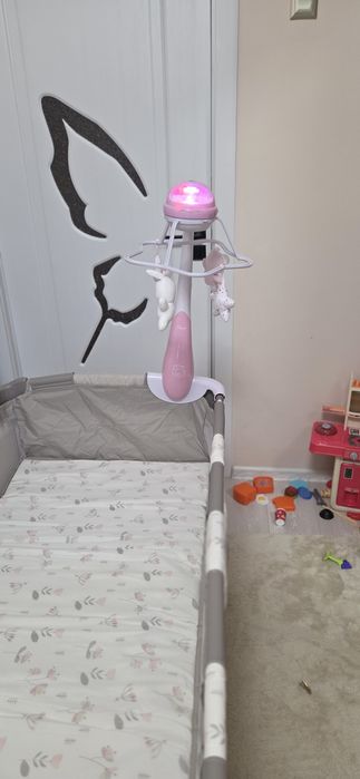 Joie Patut pliant cu 2 niveluri Allura 120 cm, Flowers Forever + salteluta Jysk