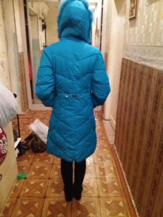 Пуховик на девочку. Цвет морской волны.