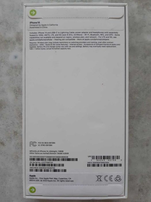 iphone 14, midnight, 128Gb, декабрь 2022 г. в.