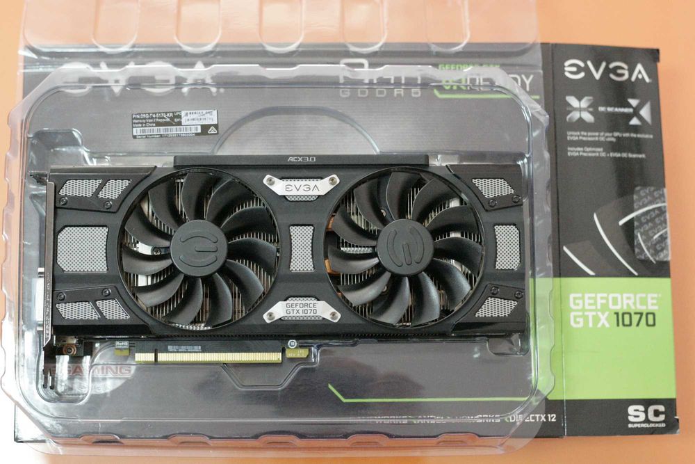 Видеокарта EVGA 1070, GEFORCE GTX 1070, 8GB, Superclocked, като нова