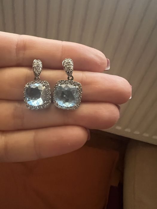 Cercei argint cu topaz albastru