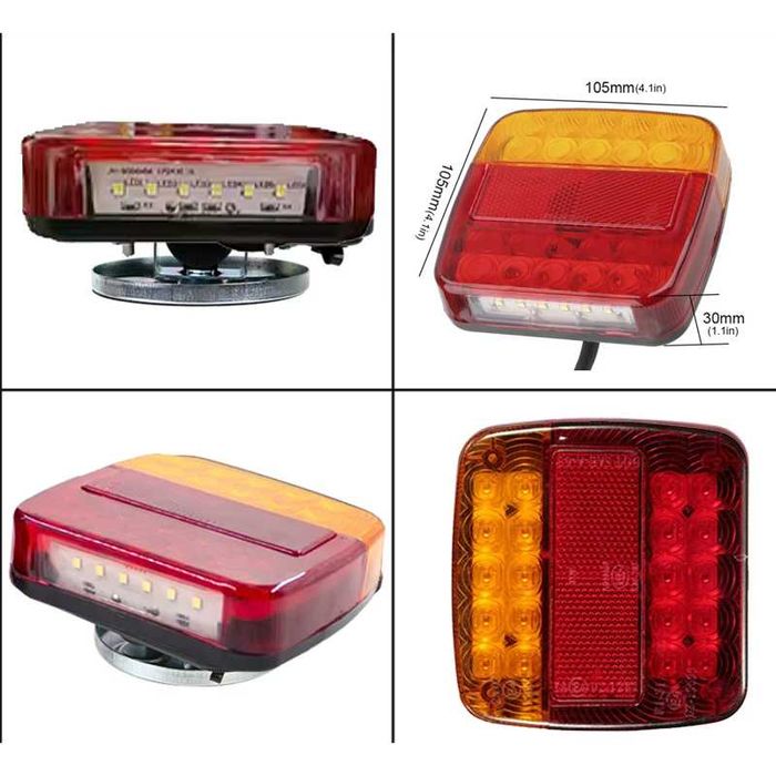 Комплект магнитни  LED задни светлини за ремарке, 12V, с кабел 10 м
