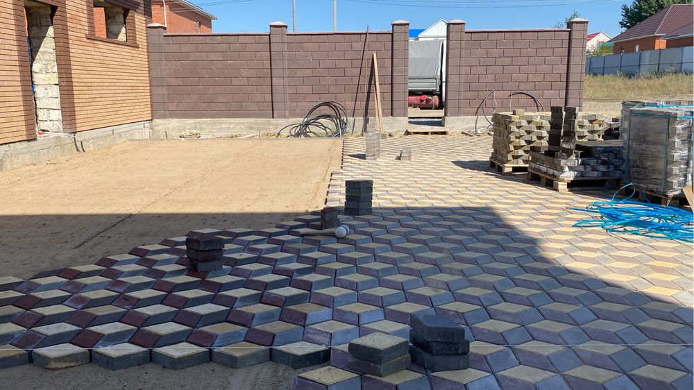 Укладка брусчатка, бордюр