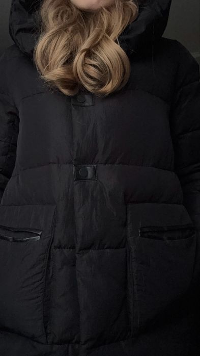 Пальто зимнее длинное куртка с капюшоном