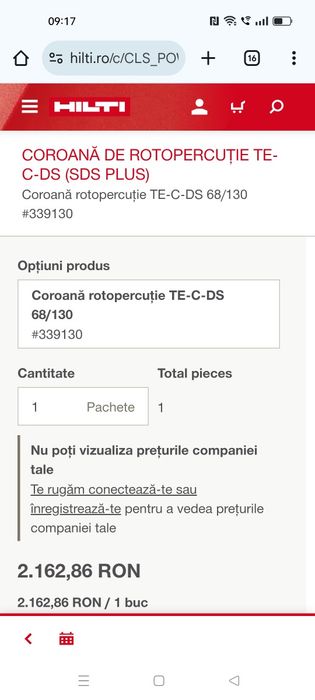 Vând carotă Hilti cu două adaptoare.