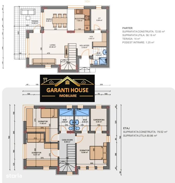 Zona Marul de Aur, casa P+E, 152.45 mpc, 120 000€ negociabil